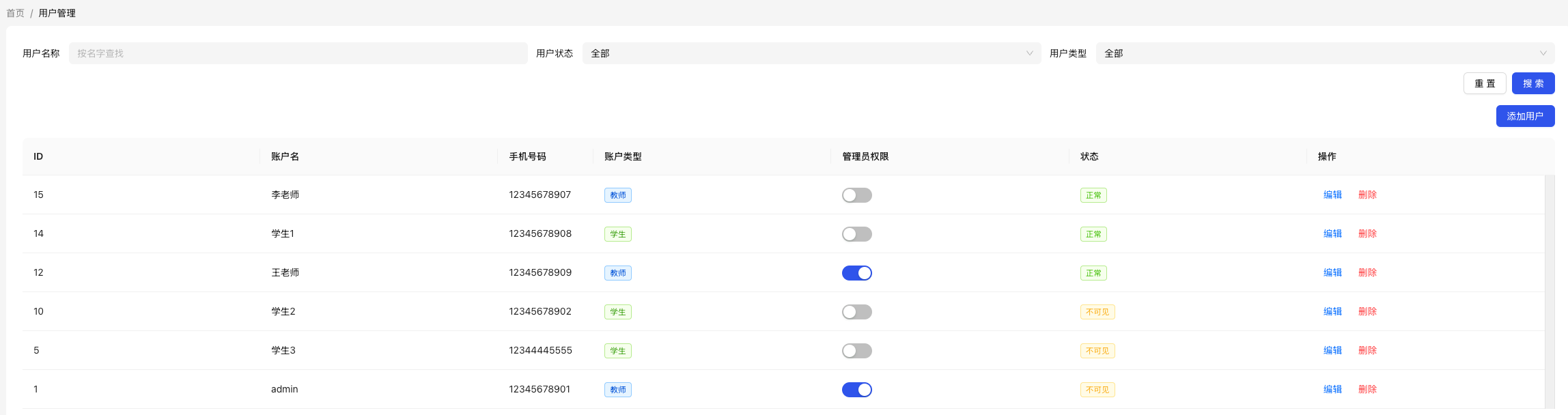 列表查看